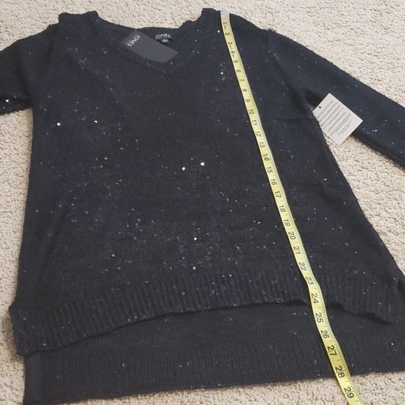 Jones NY sequin Yarn V neck sweater top - Picture 7 of 9